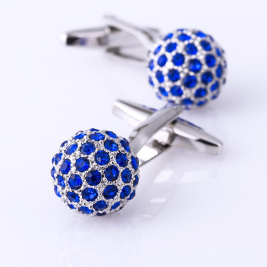 Blue Crystal Ball Cuff link