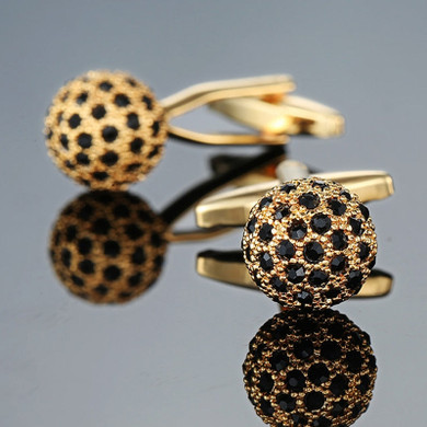 Golden Crystal Ball Cuff link