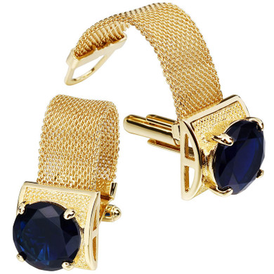 Stone and Shiny Gold Chain Cufflinks