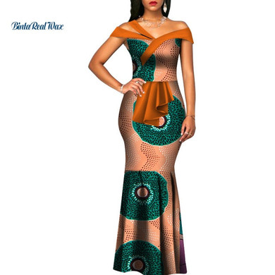 African Wax Print Dresses for Women Bazin Riche Summer Long Mermaid Dress Traditional African Clothing Vestidos Party WY3288 African Wax Print Dresses for Women Bazin Riche Summer Long Mermaid Dress Traditional African Clothing Vestidos Party WY3288