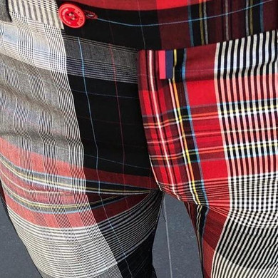 Men's High-Waisted Plaid Casual Pencil Pants
