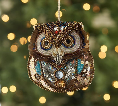 Owl Shape Ornament Beaded Owl