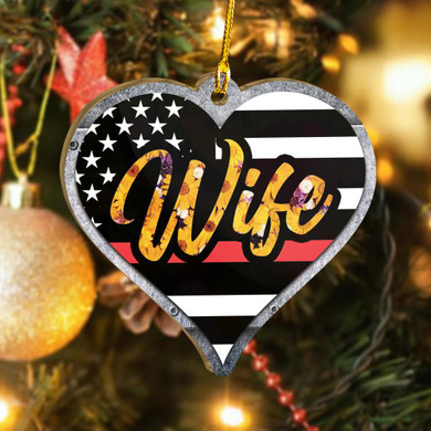 Firefighter Heart Ornament Firefighter Wife