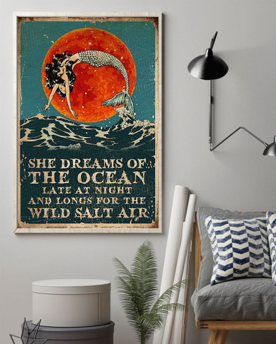 Mermaid She Dreams Of The Ocean Vertical Poster