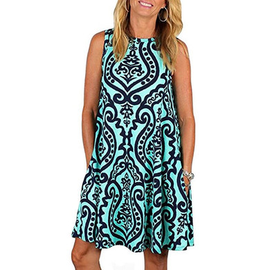 Women Beach Dress Summer Casual T Shirt Dresses Printed Tank Sexy Mini Dress Casual Beach Party Sundress Beach Cover Up