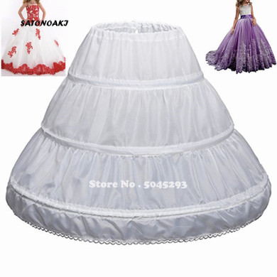 SATONOAKI 2020 Children Petticoat A-Line 3 Hoops One Layer Kids Crinoline Lace Trim Flower Girl Dress Underskirt Elastic Waist