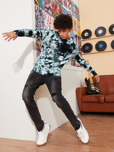 Men Tie Dye Crew Neck Sweater