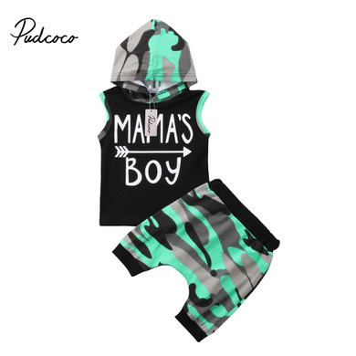 Toddler Infant Boys Sleeveless Hoodie T-shirt + Pant