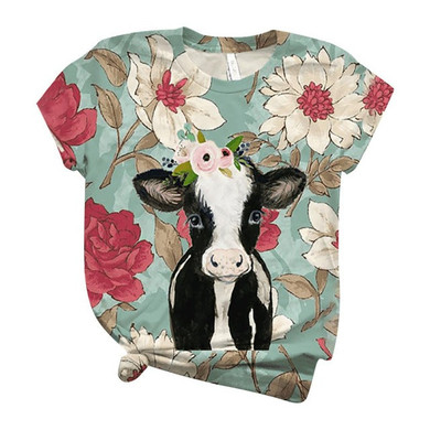 Women Short Sleeve 3D Animal Print T-Shirt