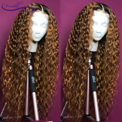 Ombre Blonde Curly Wig 13x4 Lace Front Human Hair