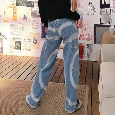 Stripe High Waist Wide Leg Jeans