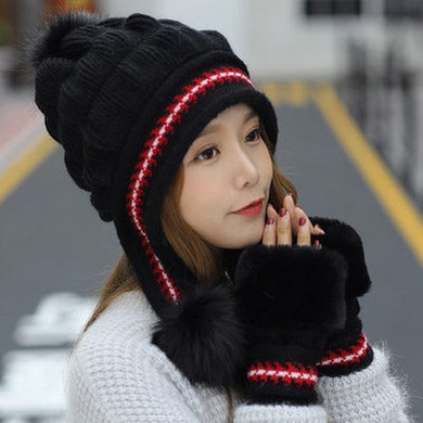 Snow Cap Warm Gloves Set