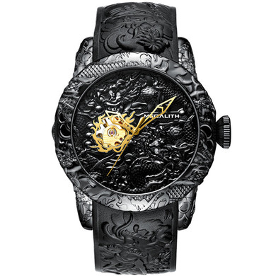 Gold Dragon Sculpture Waterproof Watches