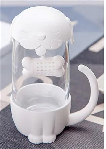Cute Cat Glass With Fish Infuser Strainer