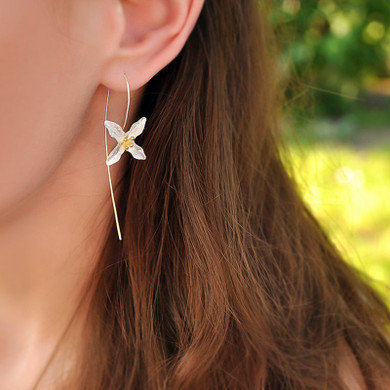 Real 925 Sterling Silver Natural Handmade Drop Earrings