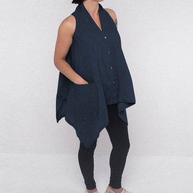 Sleeveless Casual Asymmetric Halter Shirt Tunic