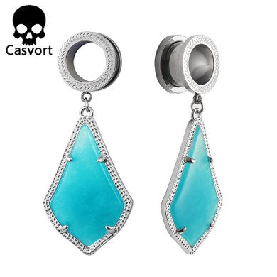Alex Semi-precious Stone Silver in Blue Quartz Modern Plugs