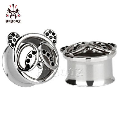 Double flared stainless steel cat ear plugs