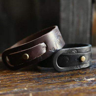 Kraken Leather Bracelet in Black