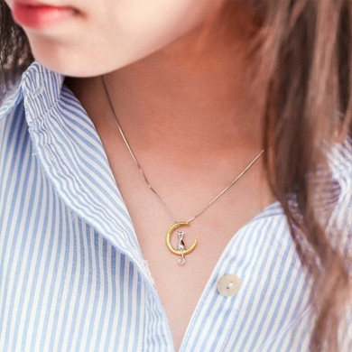 Women's Cat-Moon Pendant Necklace Women's Cat-Moon Pendant Necklace