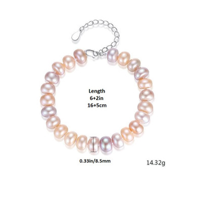 'Rina' Natural Pearl Bracelet - 925 Sterling Silver