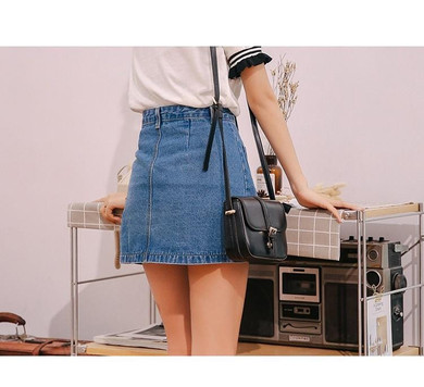 Denim High Waist A-line Mini Skirt
