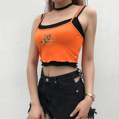 Two Color Sexy Spaghetti Strap Summer Crop Top