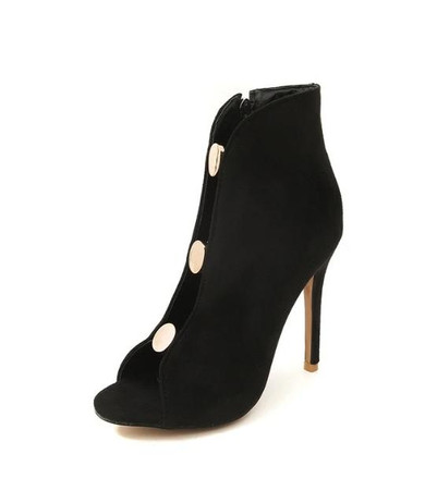 Suede Open Toe Ankle Pumps