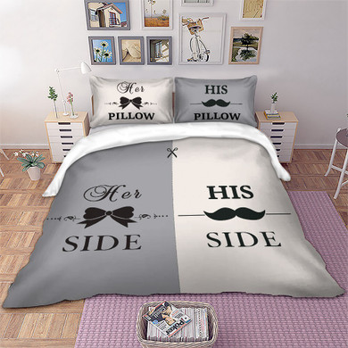 Her side His Side Bedding Set Gray Color