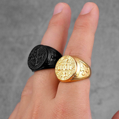 Knights Templar Ring<br> Saint Benedict Black