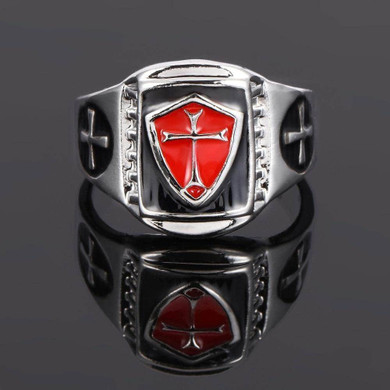 Knights Templar Ring<br> Temple Cross Silver