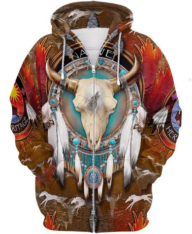 Native American Bison Skull 3D Full Printing Hoodie