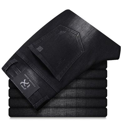 Men Classic Blue Black Slim-fit Jeans