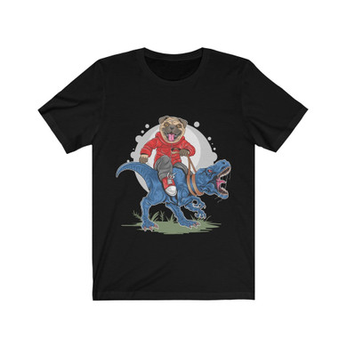 Cool Pug Riding Dinosaur Unisex T-Shirt