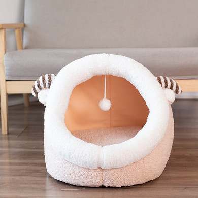 Warm Cozy Pet Bed Dog & Cat Beds House Winter Sleeping Bag Portable Indoor Nest Puppies Tent with Removable Cushion Collapsible