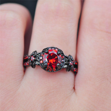 Red Shiny Flower Ring