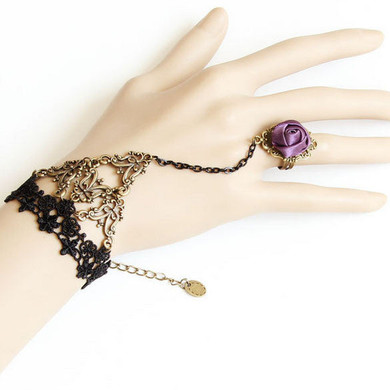 Gothic Black Lace Rose Bracelet