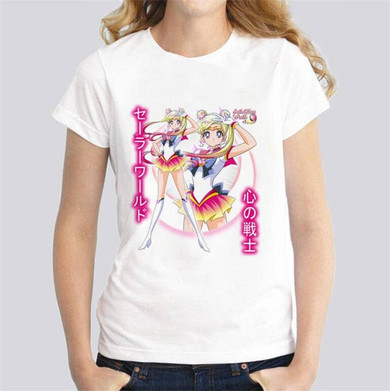 Sailor t shirts women female Fashion print cat women t-shirt
