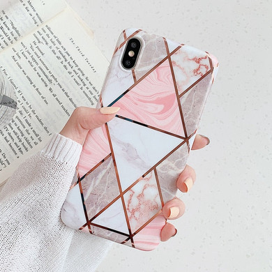 LOVECOM Geometric Marble Phone Cases For iPhone 11 Pro Max XR XS Max 6 6S 7 8 Plus X Soft IMD Electroplated Back Cover Coque