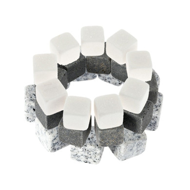 9 Pcs Reusable Whisky Ice Stones Wine Drinks Cooler Cubes - Granite with Pouch