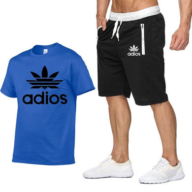 Tracksuit male 2020 men's clothing set of summer fitness sports clothing print shorts+ t shirt male suit 2 pieces sets plus size