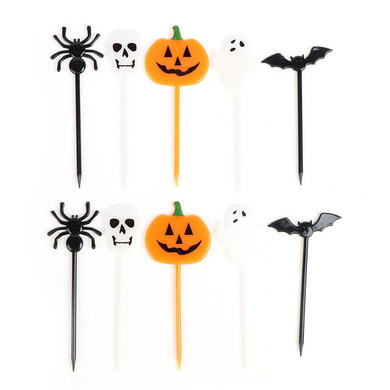 10pcs/set Cartoon Children Cake Dessert Pick Toothpick Lunch Pick Halloween Fruit Fork Food Fork Bento Lunches Party Decoration