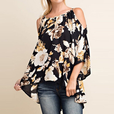 Retro Floral Print Blouses