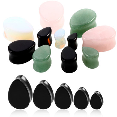 2Pcs Teardrop Organic Natural Stone Ear Plug