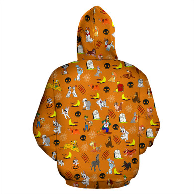 [Express Line Product+ 12$] Halloween Dogs All Over Zip Hoodie