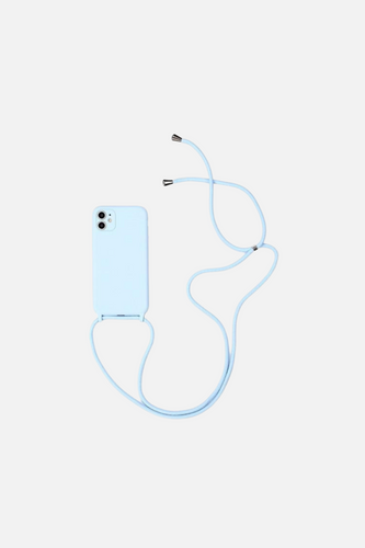 Liquid Silicone Crossbody Light Blue iPhone Case