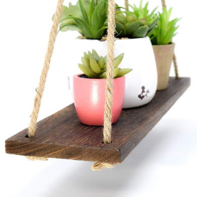 Hanging Wooden Plant Shelf