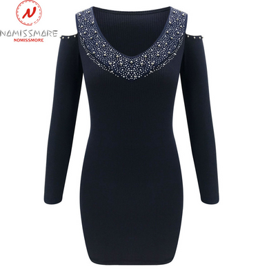 Women Bodycon Dress Patchwork Hollow Long Sleeve Slim Hip Mini Dress