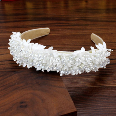 Handmade Women Headdress Party Wedding Hair Accessories White Pink Crystal Beads Flower Headbands Fashion Bridal Hairbands
