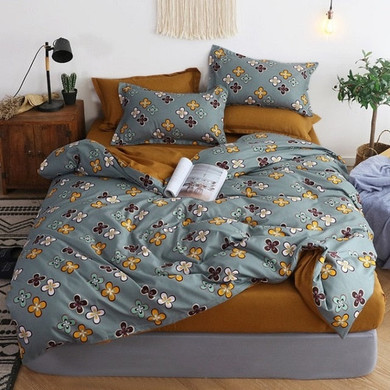 Gray and Beige Bed Set